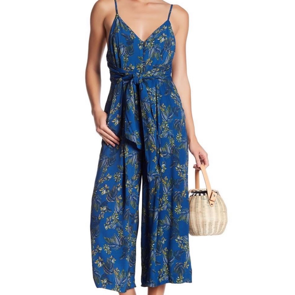 Free People Blue Floral Jumpsuit